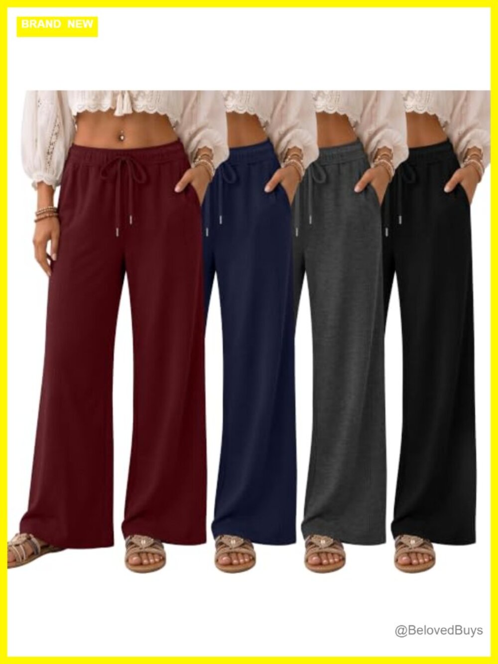 4 Pack Women's Wide Leg Sweatpants Breathable Baggy Drawstring Pants